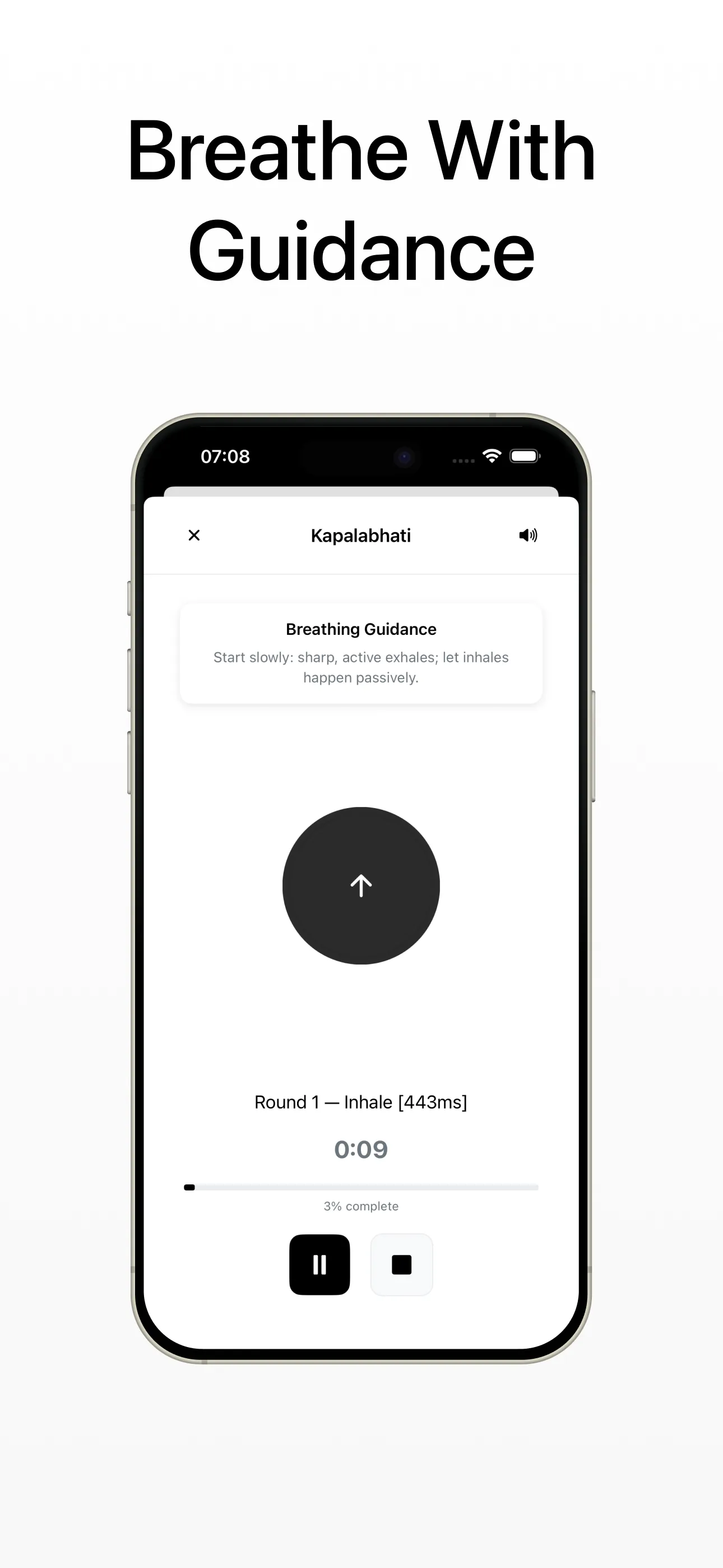 Yogu Prana practice screen